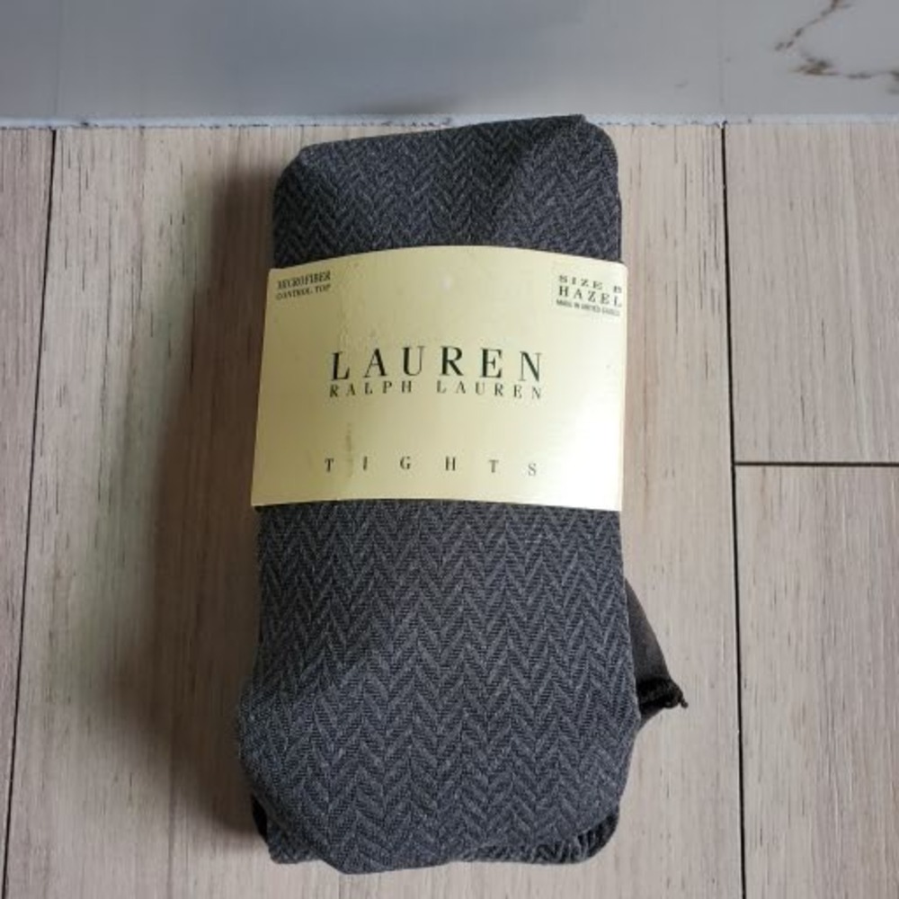 VTG Ralph Lauren Tights Womens B Hazel Herringbone Microfiber Hosiery USA